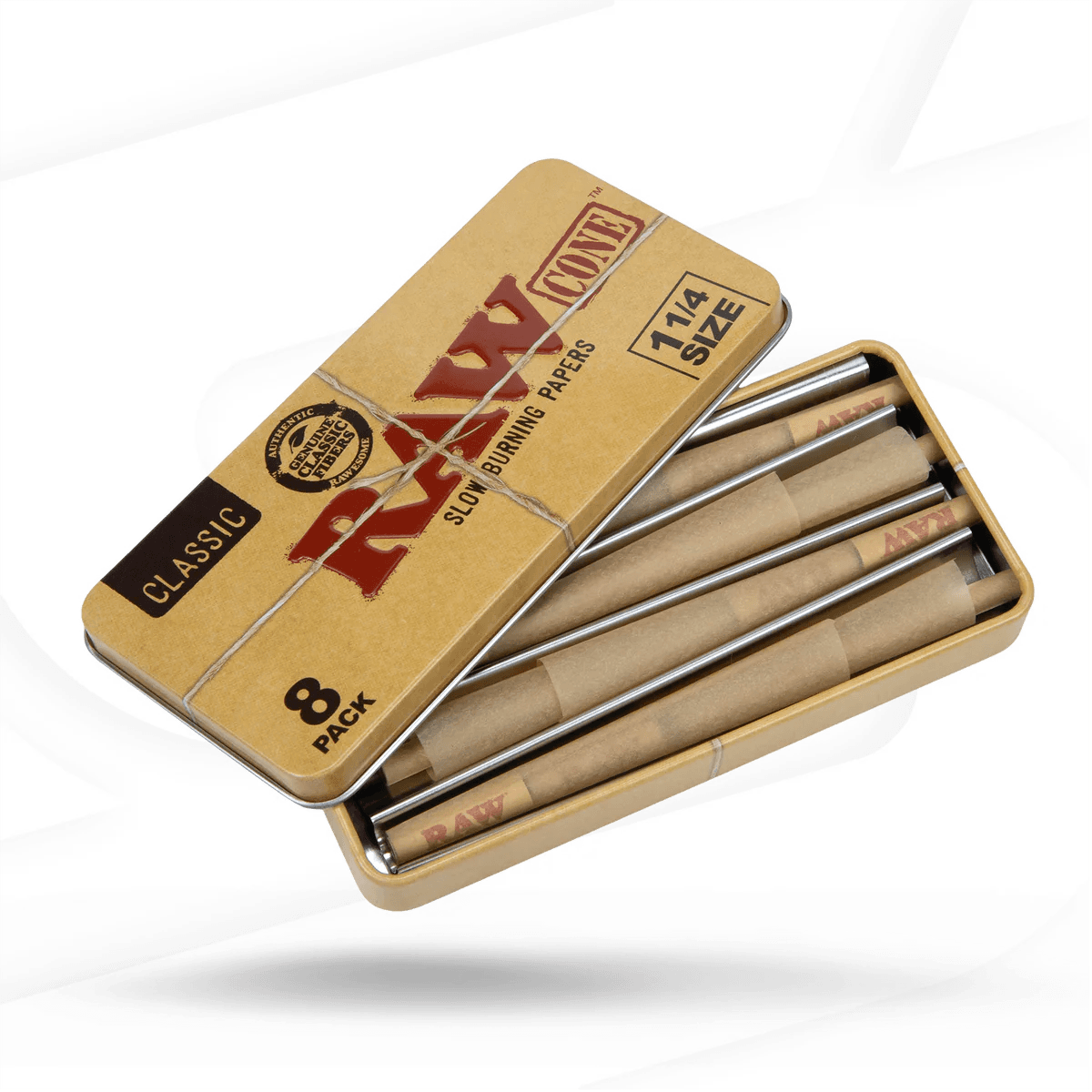 Raw | Pre Roll Cones Tin | 1 1/4 Size | 8pk